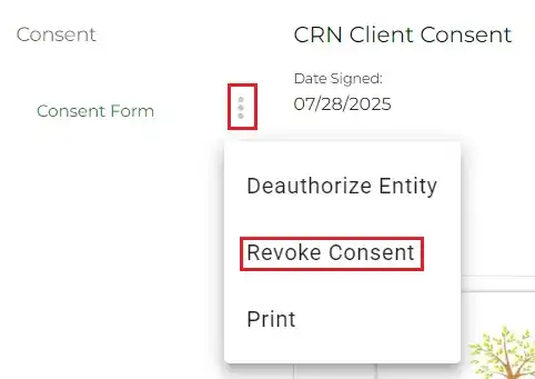 Option to revoke client consent