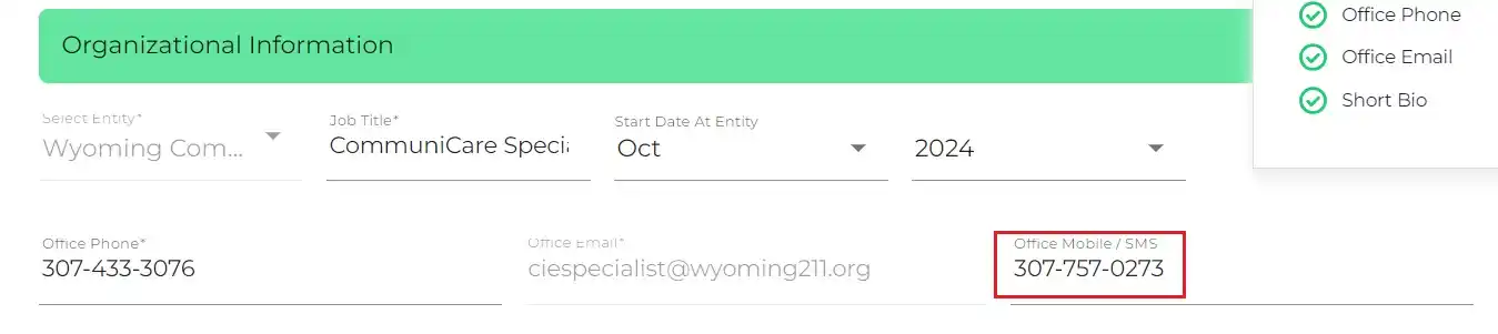 Phone number to receive alerts