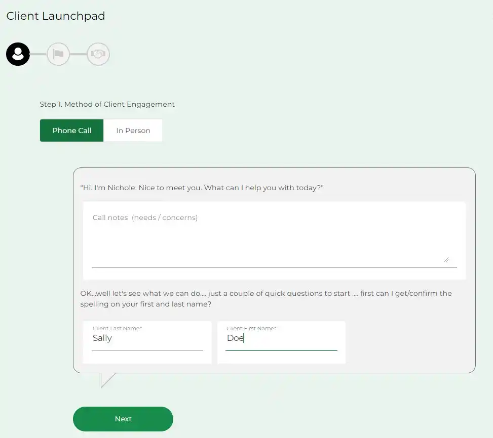 searching a client through the launchpad